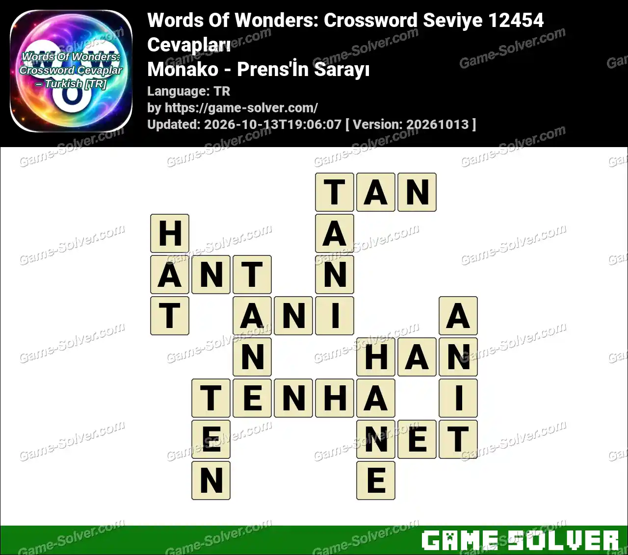 Words Of Wonders: Crossword Seviye 12454 Cevapları – Monako – Prens’İn Sarayı
